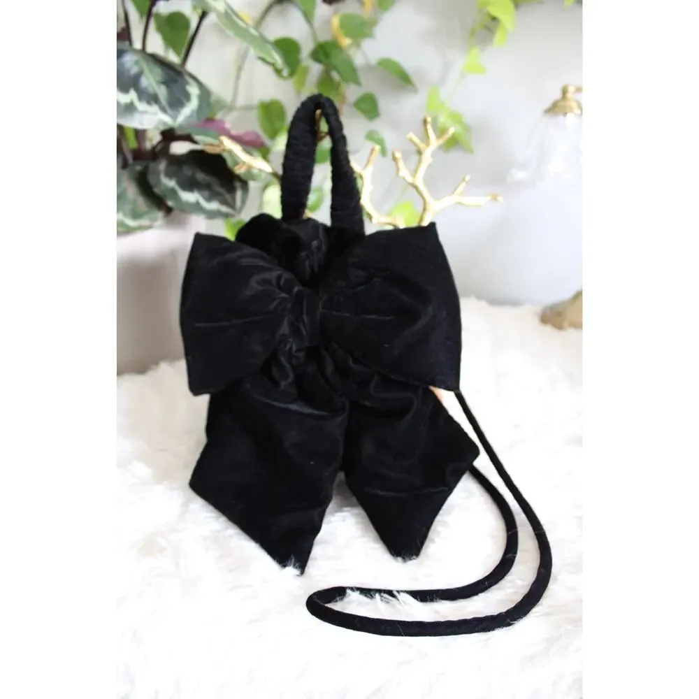 Free people Black  velvet  Bow  bag